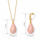 Set of 2 - Leaf Vine Enameled Earring with Push Post & Pendant with Chain (Size 16+2 Ext) in Yellow Gold Tone_4505302_6