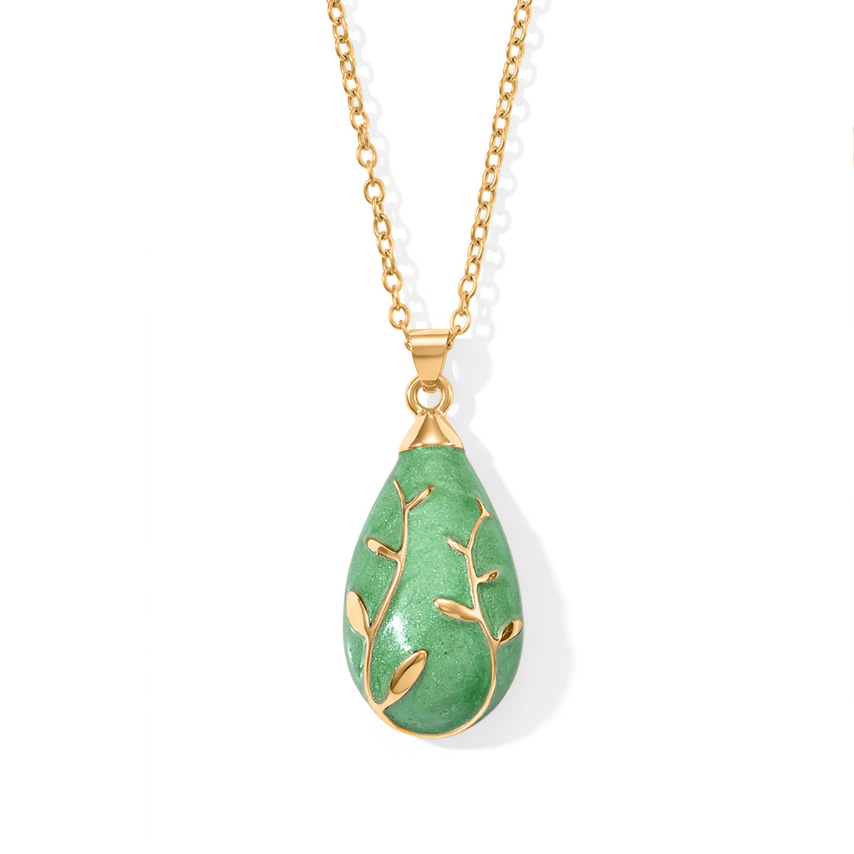 Set of 2 - Leaf Vine Enameled Earring with Push Post &amp; Pendant with Chain (Size 16+2 Ext) V32757428 4