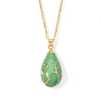 Set of 2 - Leaf Vine Enameled Earring with Push Post & Pendant with Chain (Size 16+2 Ext) in Yellow Gold Tone_4505305_3