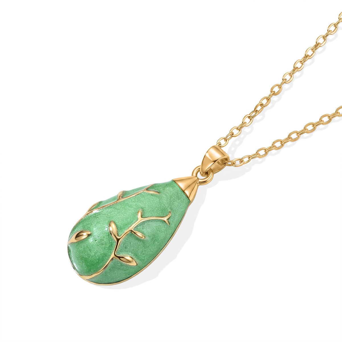 Set of 2 - Leaf Vine Enameled Earring with Push Post &amp; Pendant with Chain (Size 16+2 Ext) V32757428 5