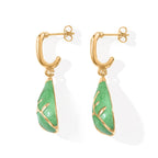 Set of 2 - Leaf Vine Enameled Earring with Push Post & Pendant with Chain (Size 16+2 Ext) in Yellow Gold Tone_4505305_5