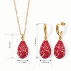 Set of 2 - Leaf Vine Enameled Earring with Push Post & Pendant with Chain (Size 16+2 Ext) in Yellow Gold Tone_4505308_6