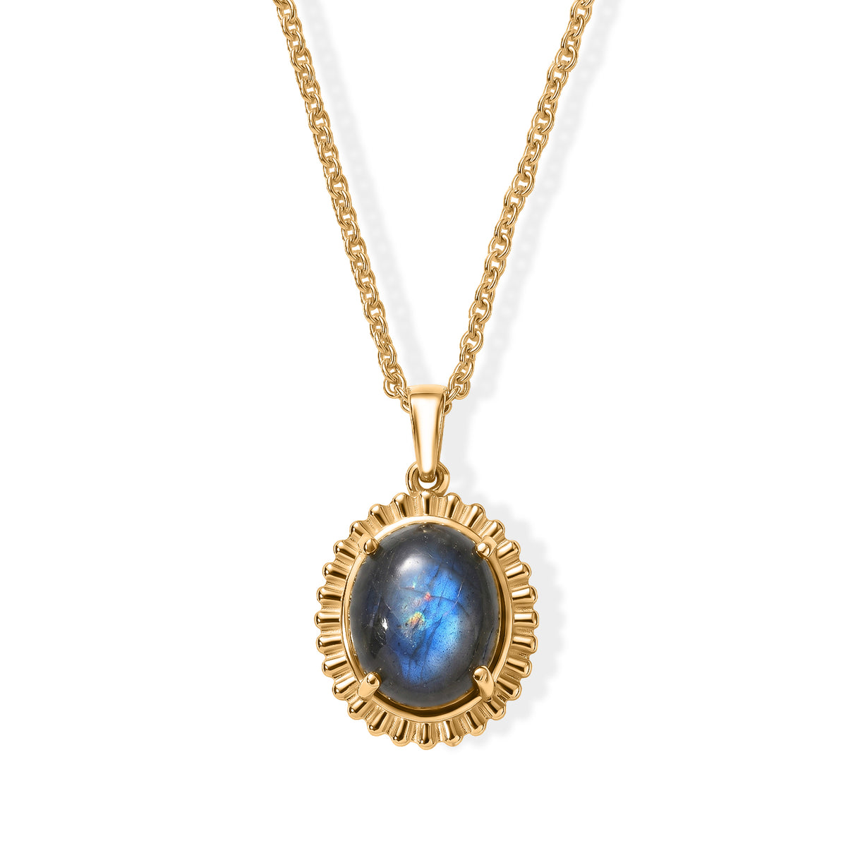 EverTrue - Labradorite Solitaire Pendant with Chain (Size 20) in Yellow Gold Tone 5.40 Ct. V32515225 0