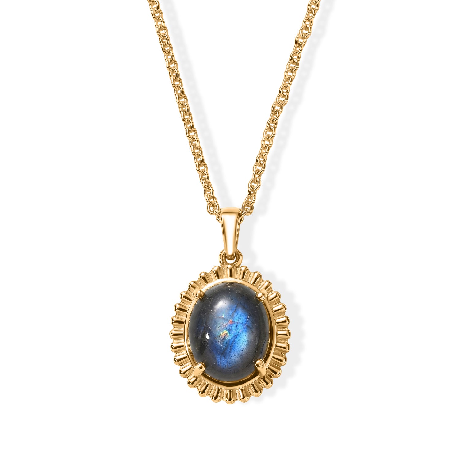 EverTrue - Labradorite Solitaire Pendant with Chain (Size 20) in Yellow Gold Tone 5.40 Ct. V32515225 0
