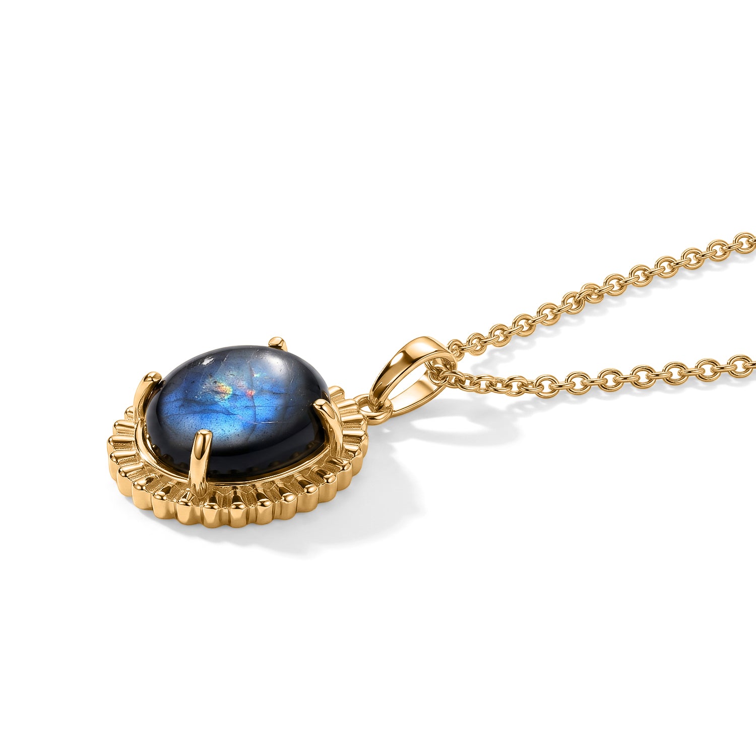 EverTrue - Labradorite Solitaire Pendant with Chain (Size 20) in Yellow Gold Tone 5.40 Ct. V32515225 4