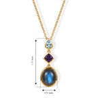 EverTrue - Labradorite, African Amethyst & Skyblue Topaz Trilogy Drop Pendant with Chain (Size 20) in Yellow Gold Tone 6.63 Ct._4505346_5