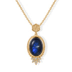 EverTrue - Labradorite & White Zircon Pendant with Chain (Size 20) in Yellow Gold Tone 6.70 Ct._4505349