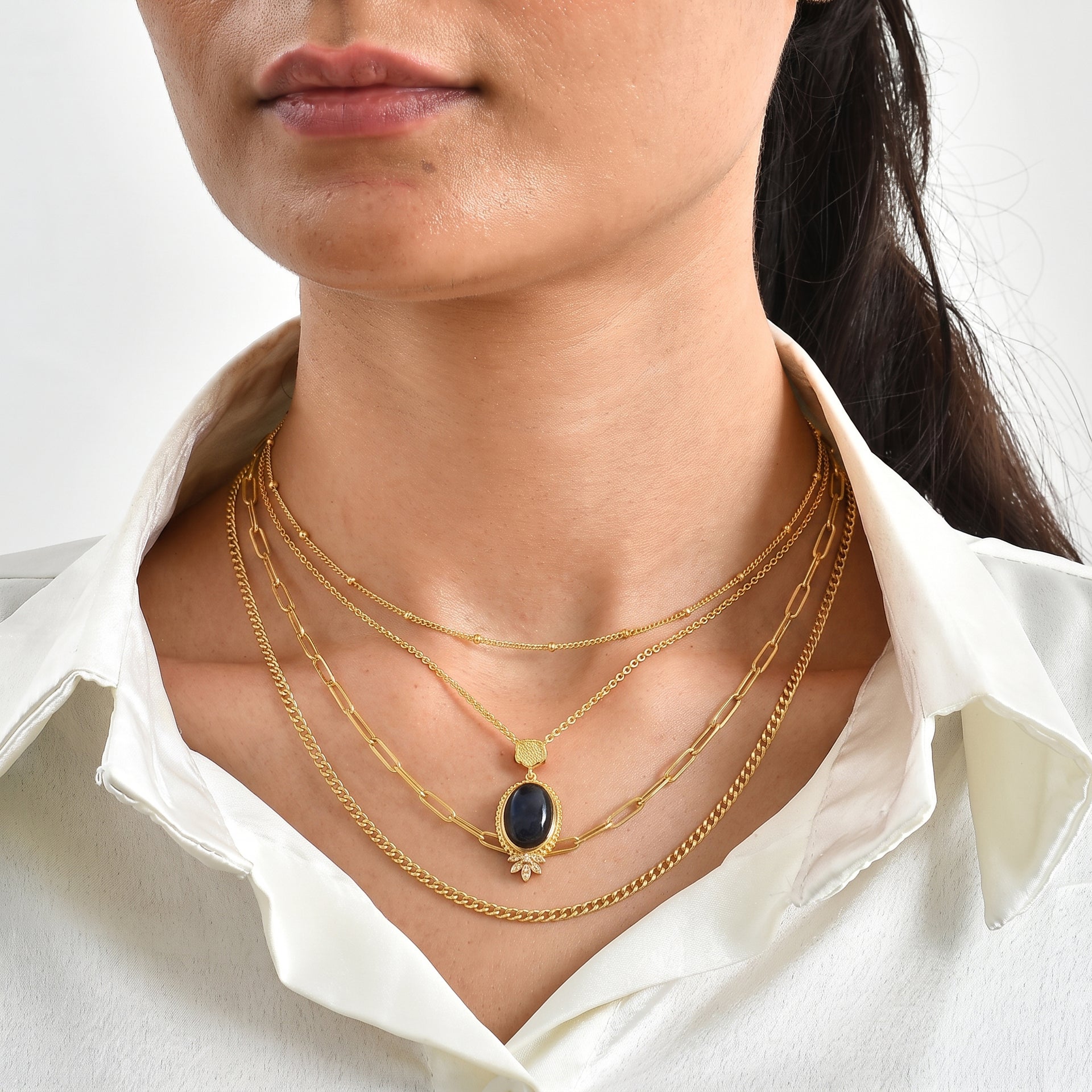 EverTrue - Labradorite &amp; White Zircon Pendant with Chain (Size 20) in Yellow Gold Tone 6.70 Ct. V32529081 3