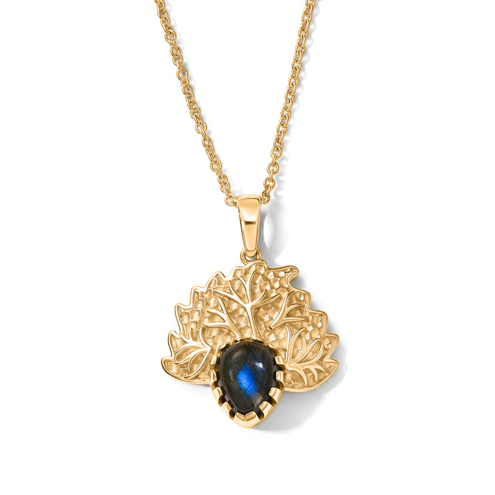 EverTrue - Labradorite Solitaire Flame Pendant with Chain (Size 20) in Yellow Gold Tone 2.70 Ct. 4505351 1