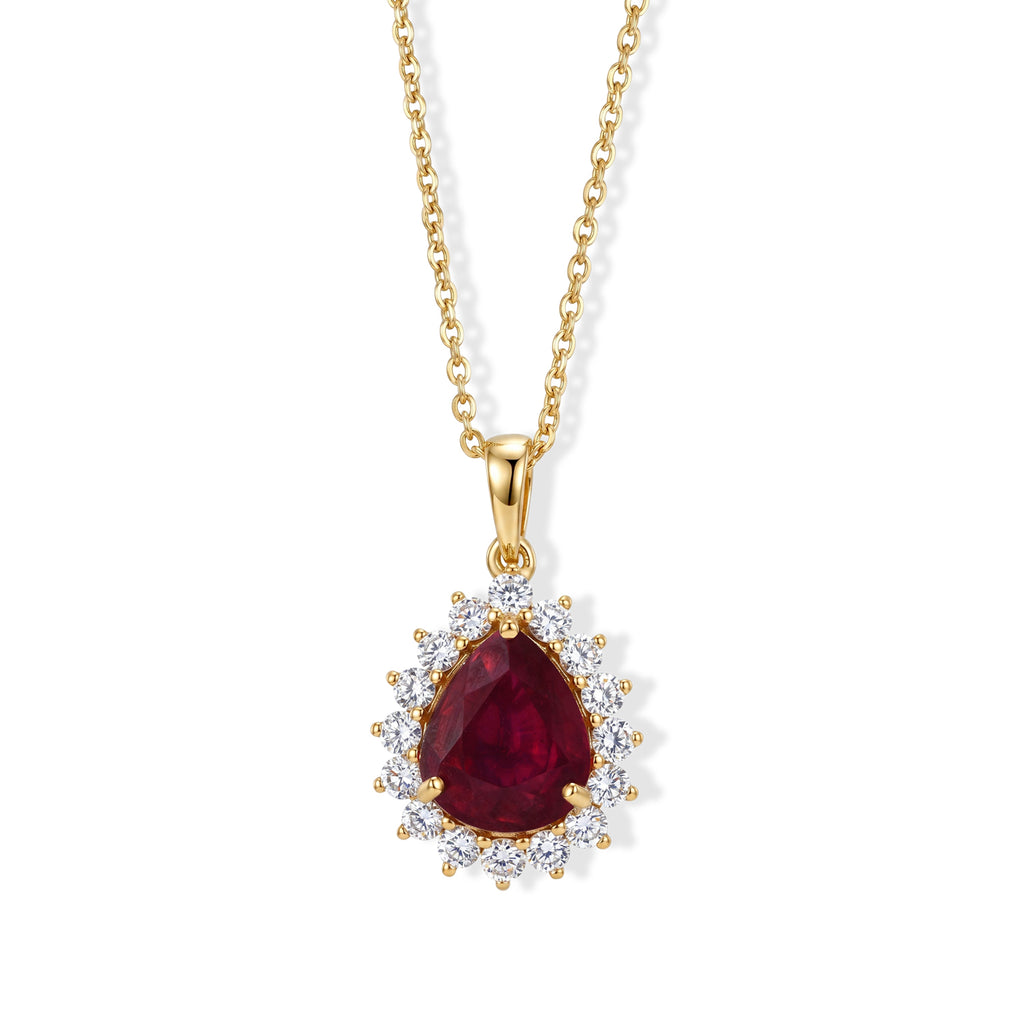 African Ruby & Lab Grown Diamond Pendant with Chain (Size 20) in 18K Vermeil Yellow Gold Plated Sterling Silver 6.66 Ct._4505395
