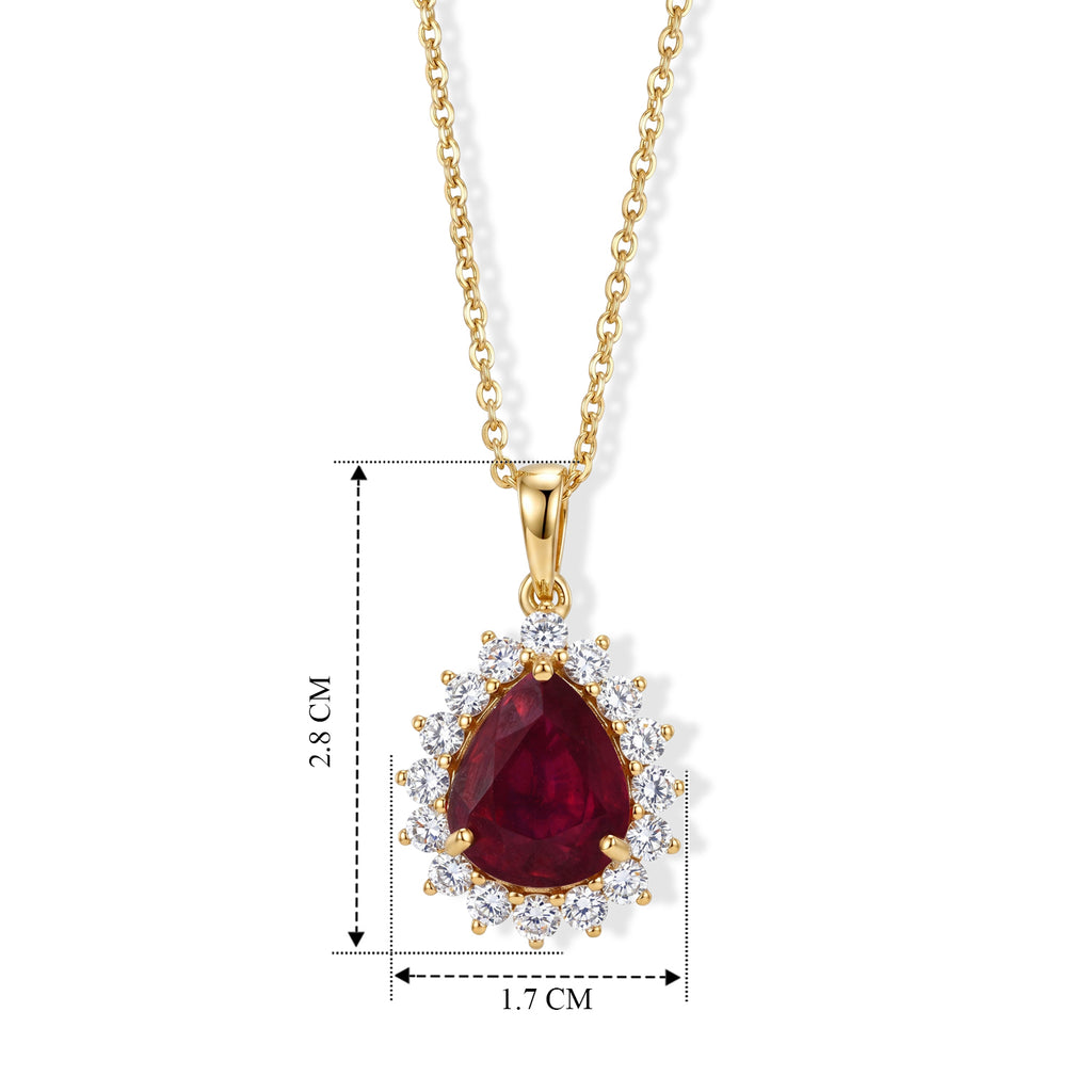 African Ruby & Lab Grown Diamond Pendant with Chain (Size 20) in 18K Vermeil Yellow Gold Plated Sterling Silver 6.66 Ct._4505395_4