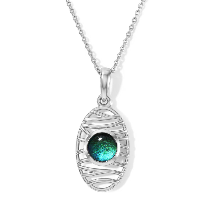 D'Joy - Ammolite Pendant with Chain (Size 20) in Rhodium Overlay Sterling Silver 4505708 1