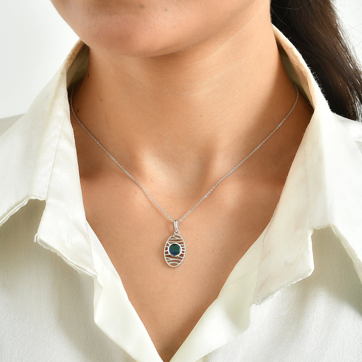 D'Joy - Ammolite Pendant with Chain (Size 20) in Rhodium Overlay Sterling Silver 4505708 2
