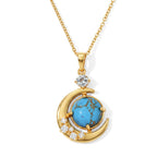 Blue Turquoise,  Skyblue Topaz,  White Zircon Pendant with Chain (Size 20) Stainless Steel  1.03ct  8.030  Ct._4505807
