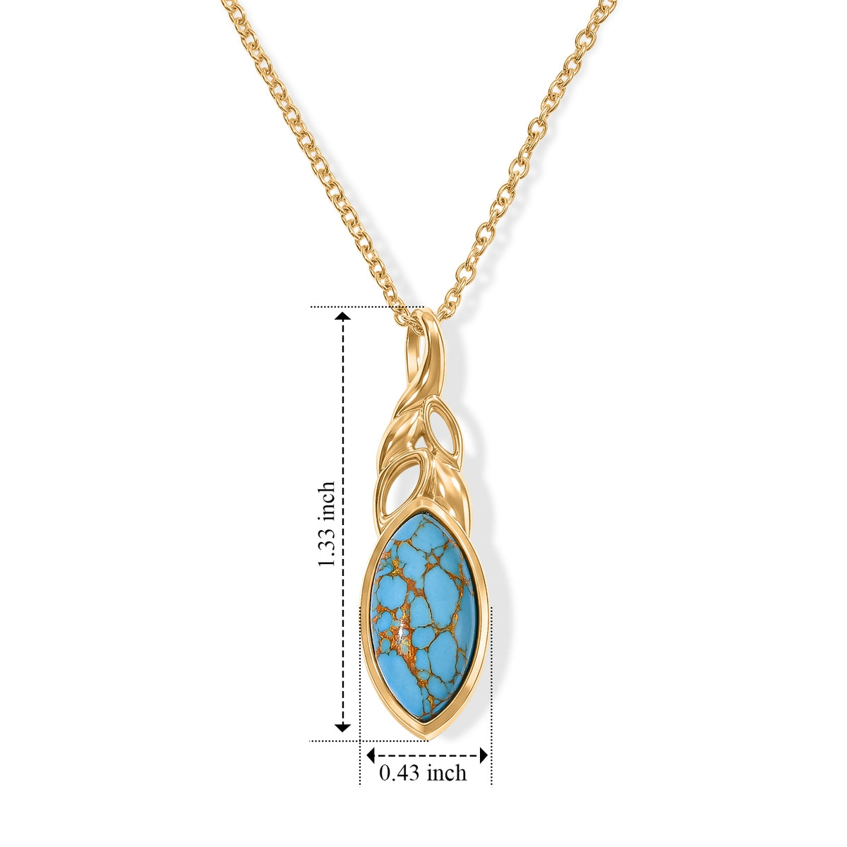 EverTrue - Blue Turquoise Drop Pendant with Chain (Size 20) in Yellow Gold Tone 4.00 Ct. V32575830 5