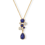 EverTrue - Lapis Lazuli & White Topaz Pendant with Chain (Size 20) in Yellow Gold Tone 8.26 Ct._4505939