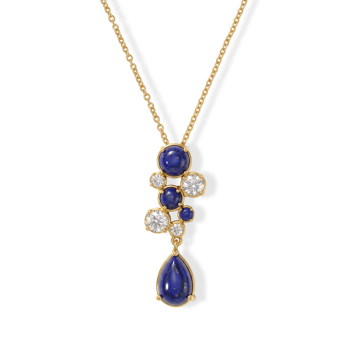 EverTrue - Lapis Lazuli &amp; White Topaz Pendant with Chain (Size 20) in Yellow Gold Tone 8.26 Ct. 4505939 1