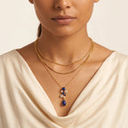 EverTrue - Lapis Lazuli & White Topaz Pendant with Chain (Size 20) in Yellow Gold Tone 8.26 Ct._4505939_2