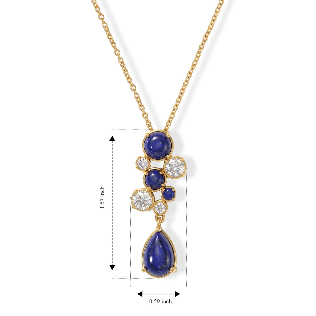 EverTrue - Lapis Lazuli &amp; White Topaz Pendant with Chain (Size 20) in Yellow Gold Tone 8.26 Ct. V32569860 5