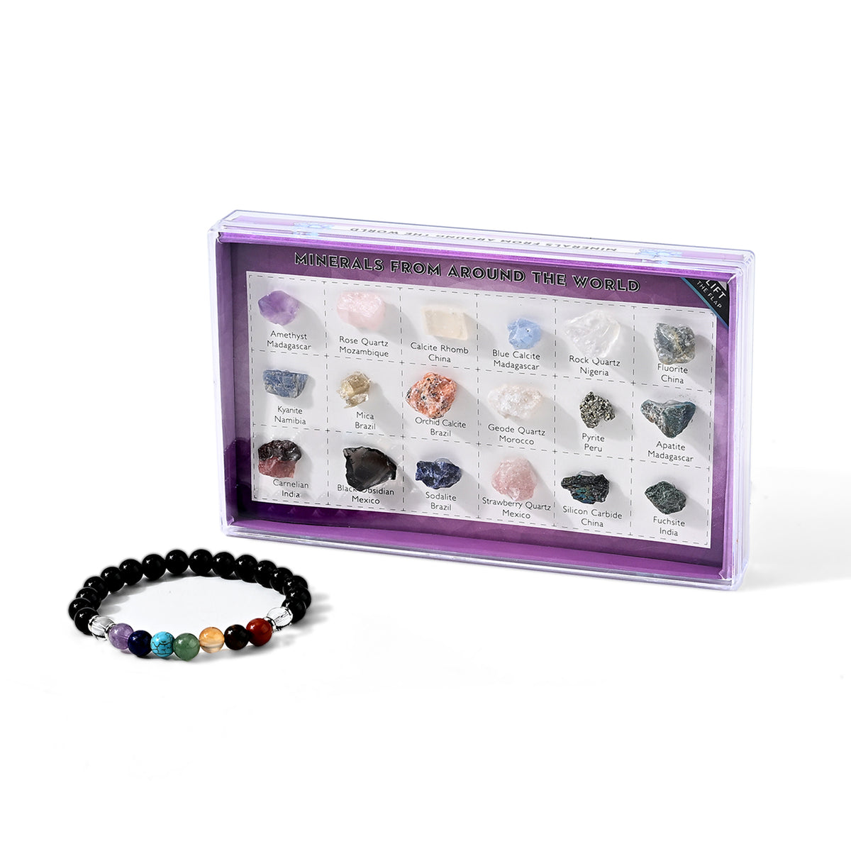 Set of 2 - Multi Gemstones Seven Chakra Photo Frame &amp; Beads Bracelet (Size 7-7.5) 175.00 Ct. 4506072 0