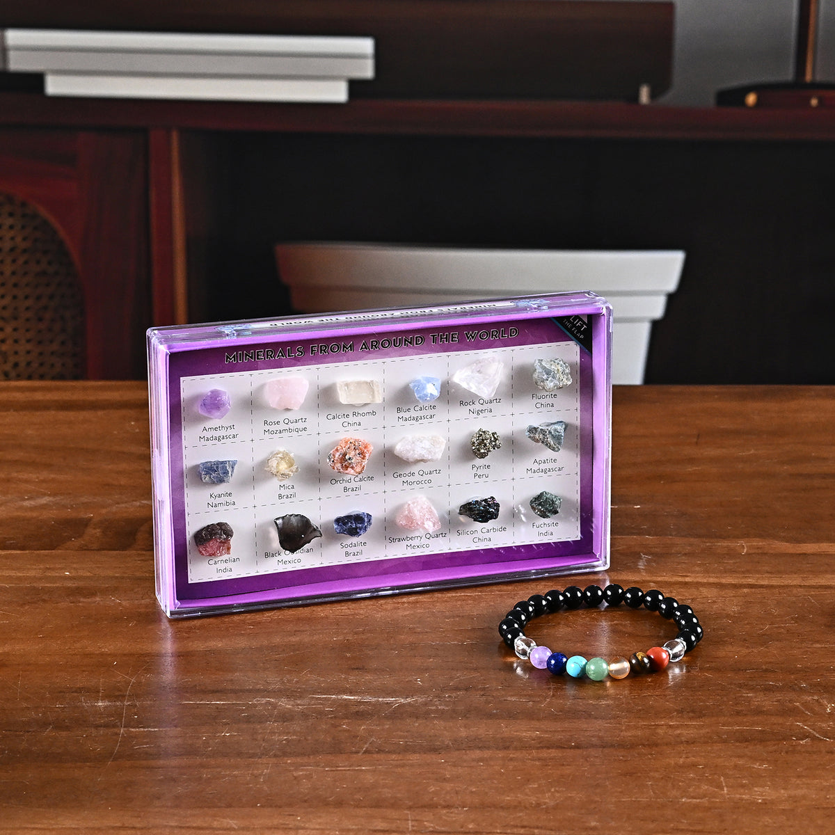 Set of 2 - Multi Gemstones Seven Chakra Photo Frame &amp; Beads Bracelet (Size 7-7.5) 175.00 Ct. 4506072 1