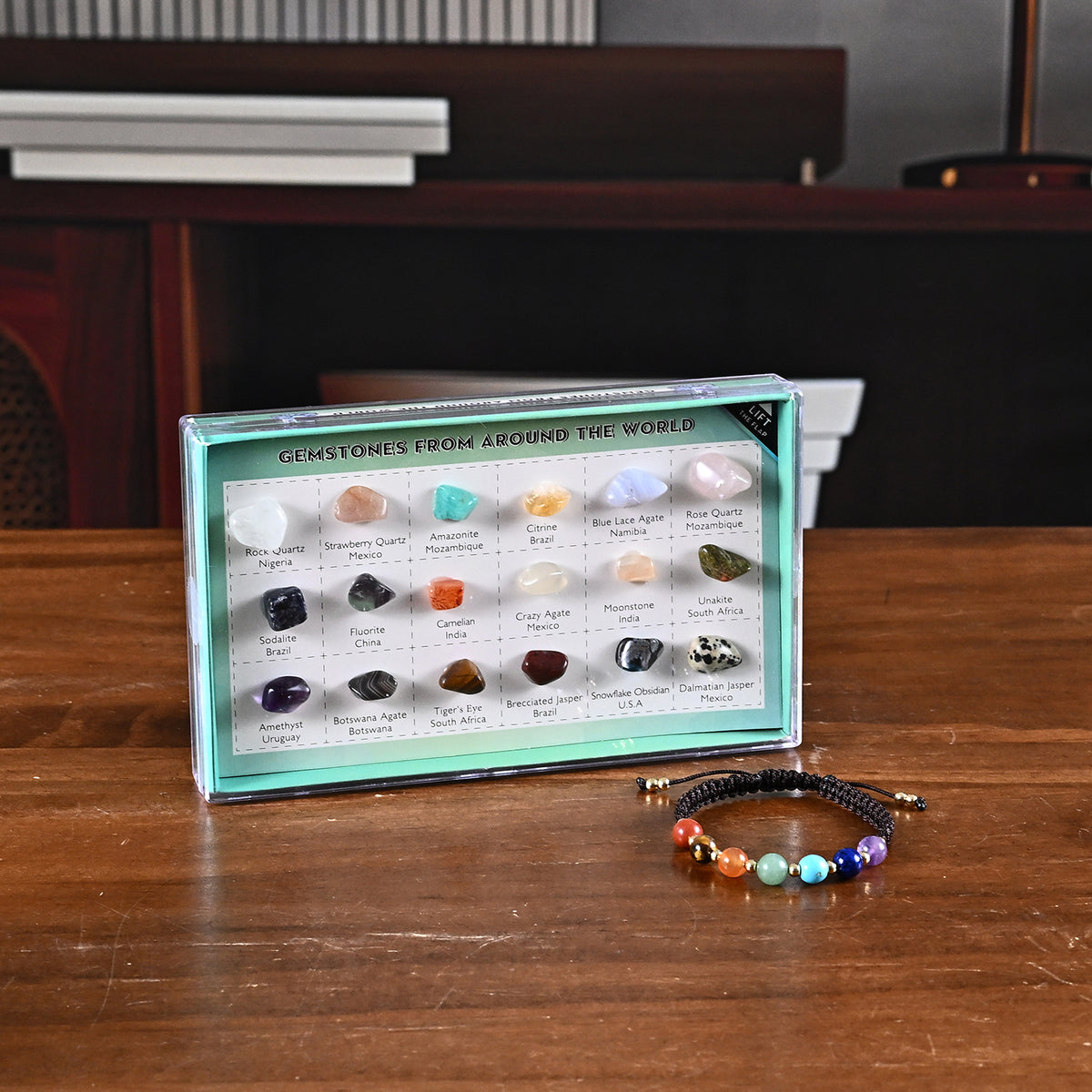 Set of 2 - Multi Gemstones Seven Chakra Photo Frame &amp; Beads Bracelet (Size 7-7.5) 180.00 Ct. 4506073 1