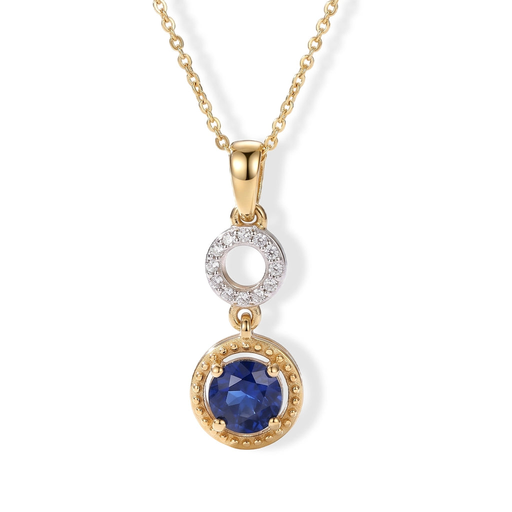 D'Joy - Kyanite & White Zircon Pendant with Chain (Size - 20) in Yellow Gold Plated Sterling Silver 1.22 Ct_4506165