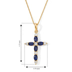 D'Joy - Kyanite & White Zircon Cross Pendant with Chain (Size 20) in Yellow Gold Plated Sterling Silver 2.25 Ct._4506366_4