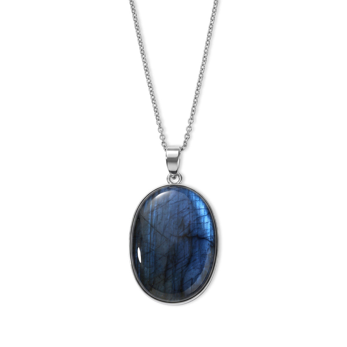 D'Joy - Labradorite Solitaire Pendant in Platinum Overlay Sterling Silver with Chain (Size 20) 39.50 Ct. V32513022 0