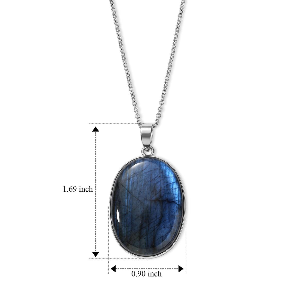 D'Joy - Labradorite Solitaire Pendant in Platinum Overlay Sterling Silver with Chain (Size 20) 39.50 Ct. V32513022 5