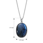 D'Joy - Labradorite Solitaire Pendant in Platinum Overlay Sterling Silver with Chain (Size 20) 39.50 Ct._4506475_4
