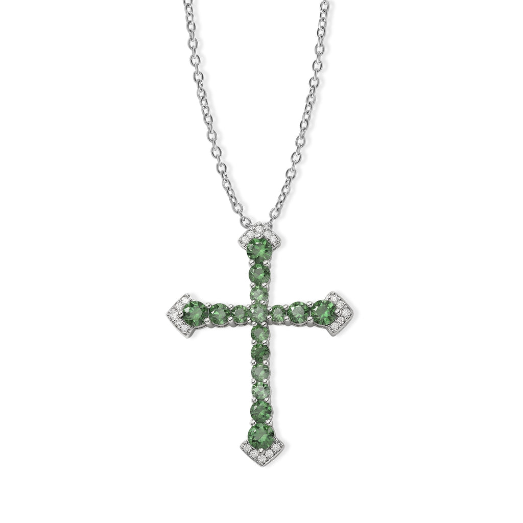 D'Joy - Natural Green Apatite & White Zircon Pendant in Rhodium Overlay Sterling Silver with Chain (Size 20) 2.16 Ct._4506601
