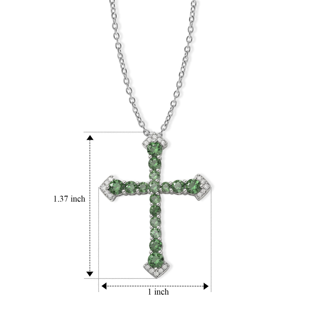 D'Joy - Natural Green Apatite & White Zircon Pendant in Rhodium Overlay Sterling Silver with Chain (Size 20) 2.16 Ct._4506601_4