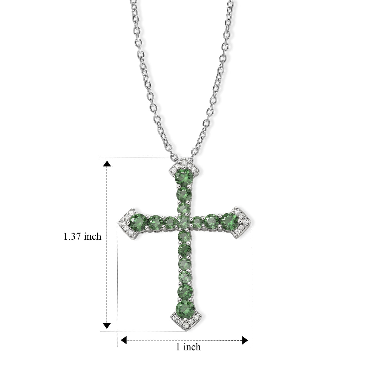 D'Joy - Natural Green Apatite &amp; White Zircon Pendant in Rhodium Overlay Sterling Silver with Chain (Size 20) 2.16 Ct. 4506601 4