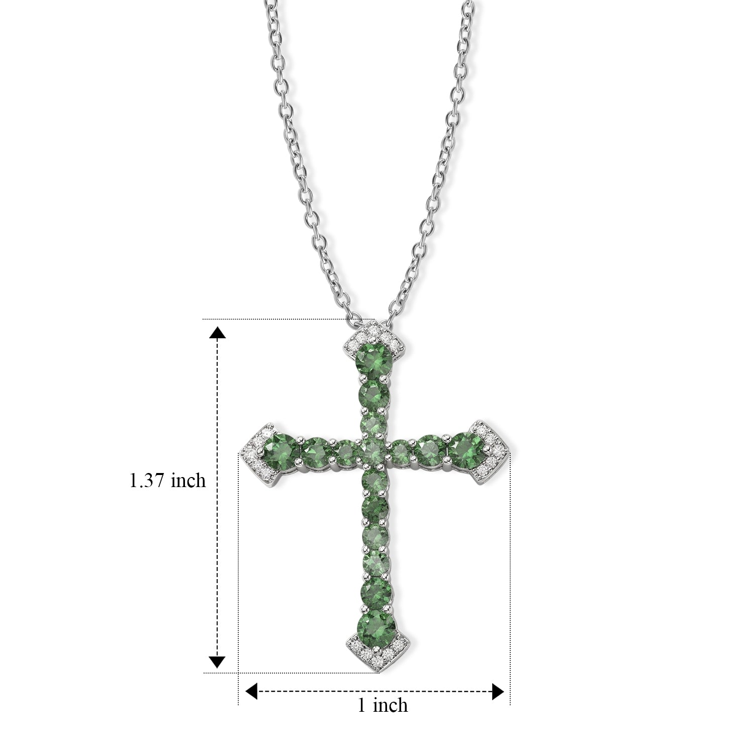 D'Joy - Natural Green Apatite &amp; White Zircon Pendant in Rhodium Overlay Sterling Silver with Chain (Size 20) 2.16 Ct. 4506601 4