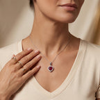 Fissure Filled Ruby & Lab Grown Diamond Halo Heart Pendant with Chain (Size 18) in Rhodium Overlay Sterling Silver 2.18 Ct._4506868_2