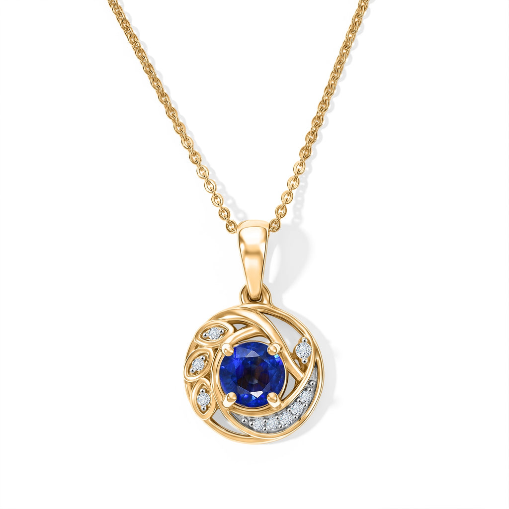 D'Joy - Kyanite & White Zircon Pendant with Chain (Size 20) in Yellow Gold Plated Sterling Silver 1.30 Ct._4506882