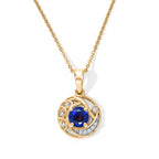 D'Joy - Kyanite & White Zircon Pendant with Chain (Size 20) in Yellow Gold Plated Sterling Silver 1.30 Ct._4506882