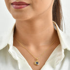 D'Joy - Kyanite & White Zircon Pendant with Chain (Size 20) in Yellow Gold Plated Sterling Silver 1.30 Ct._4506882_1