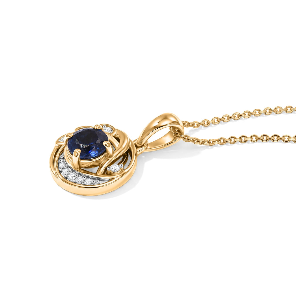 D'Joy - Kyanite & White Zircon Pendant with Chain (Size 20) in Yellow Gold Plated Sterling Silver 1.30 Ct._4506882_3
