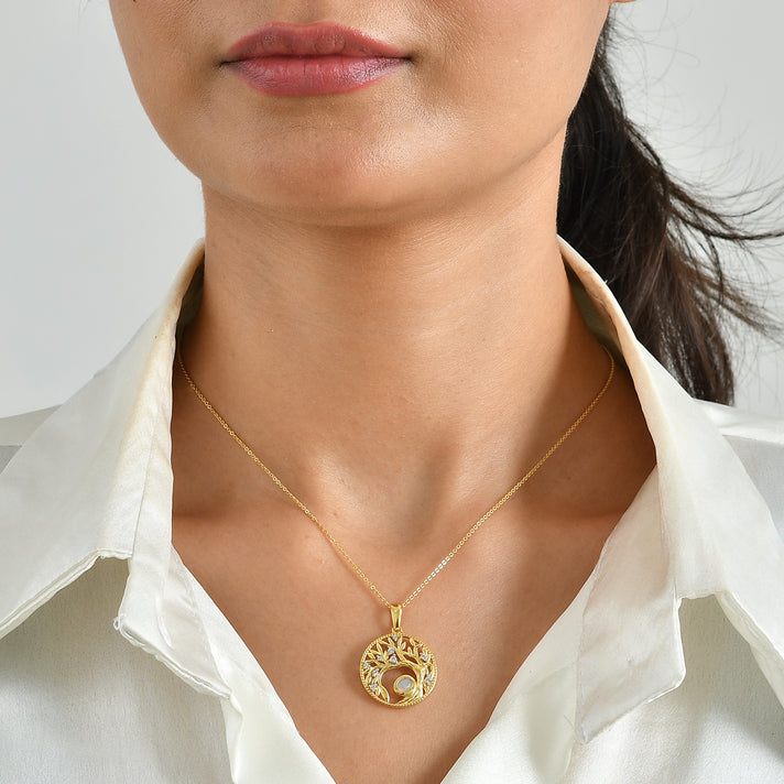 D'Joy - Ethiopian Opal &amp; White Zircon Pendant with Chain (Size 20) in Yellow Gold Plated Sterling Silver 4506917 2