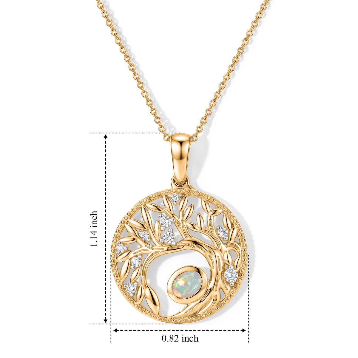 D'Joy - Ethiopian Opal &amp; White Zircon Pendant with Chain (Size 20) in Yellow Gold Plated Sterling Silver 4506917 4
