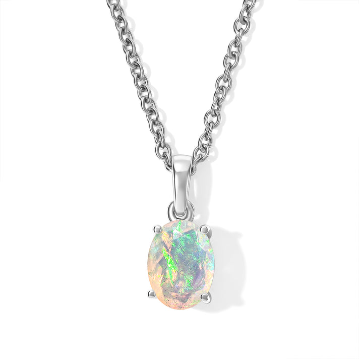 D'Joy - Ethiopian Opal Pendant in Platinum Overlay Sterling Silver with Chain (Size 20) 4506962 1