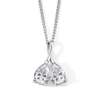 D'Joy - Moissanite Twin Pear Pendant with Chain (Size 18) in Rhodium Overlay Sterling Silver 1.50 Ct._4506966