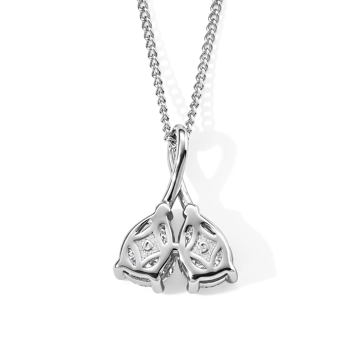 D'Joy - Moissanite Twin Pear Pendant with Chain (Size 18) in Rhodium Overlay Sterling Silver 1.50 Ct. V32730713 5