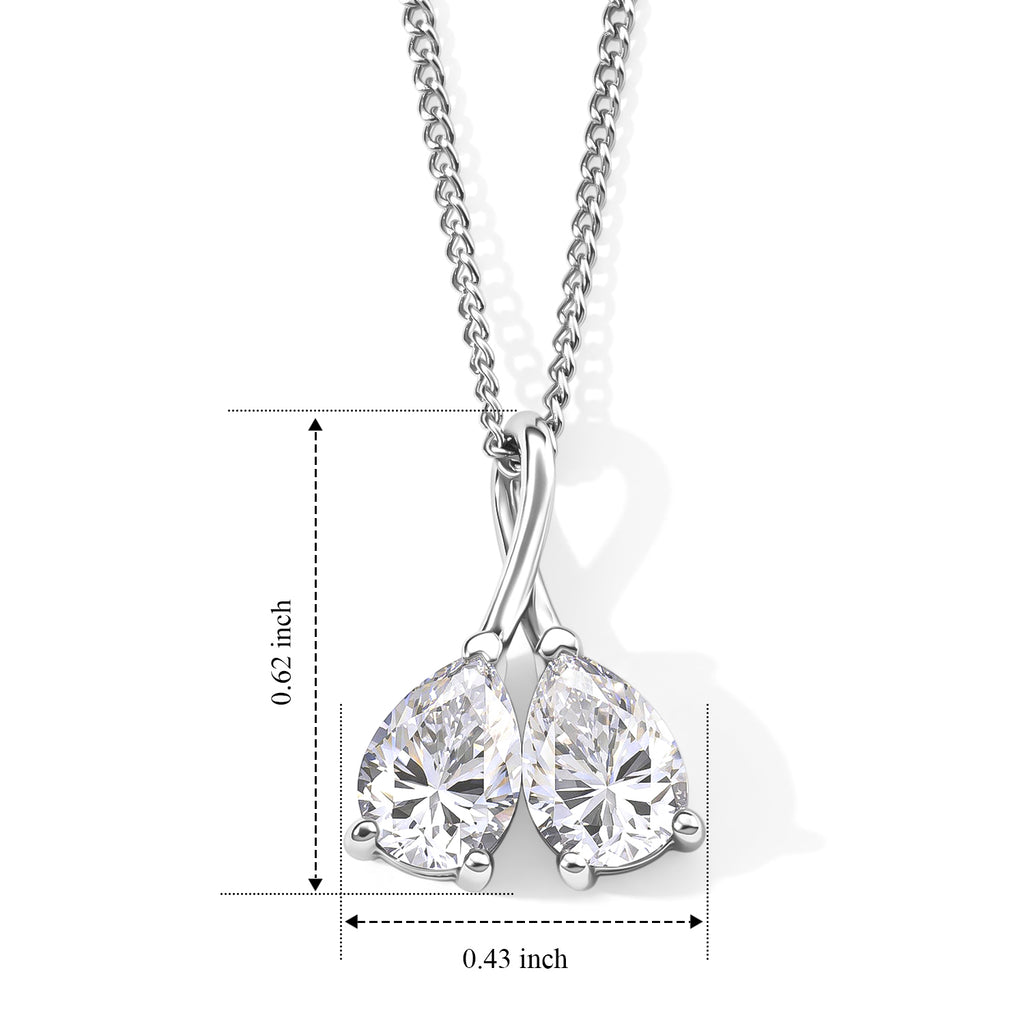 D'Joy - Moissanite Twin Pear Pendant with Chain (Size 18) in Rhodium Overlay Sterling Silver 1.50 Ct._4506966_5