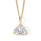 D'Joy - Moissanite Twin Pear Pendant with Chain (Size 18) in Yellow Gold Plated Sterling Silver 1.50 Ct._4506967