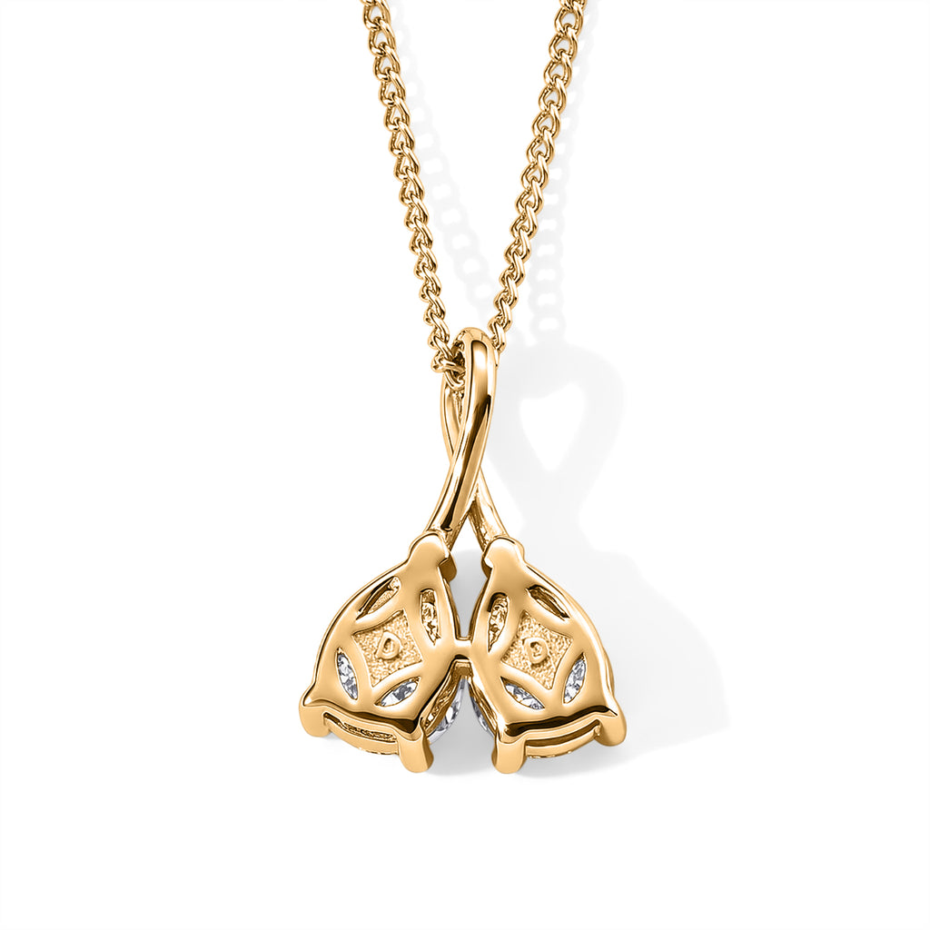 D'Joy - Moissanite Twin Pear Pendant with Chain (Size 18) in Yellow Gold Plated Sterling Silver 1.50 Ct._4506967_4