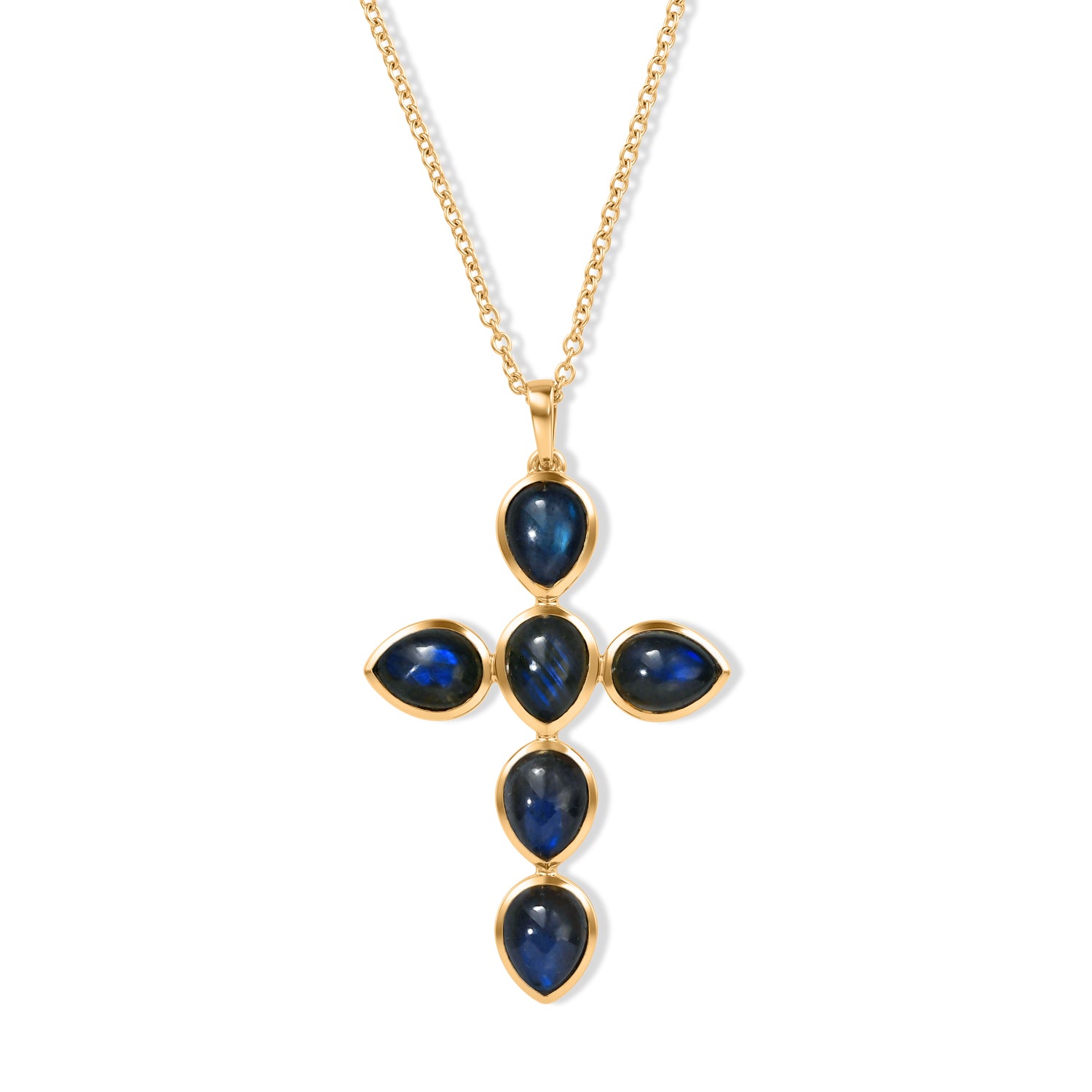 EverTrue - Labradorite Cross Pendant with Chain (Size 20)  7.86 Ct. V32528569 0