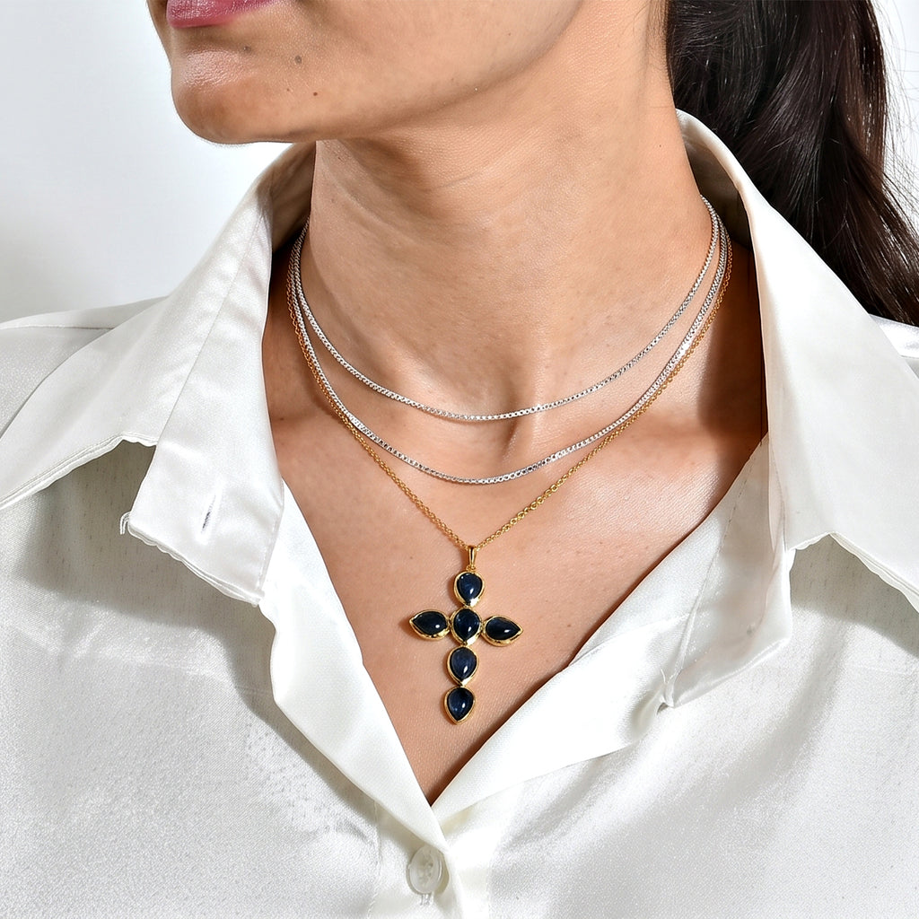 EverTrue - Labradorite Cross Pendant with Chain (Size 20)  7.86 Ct._4506987_2